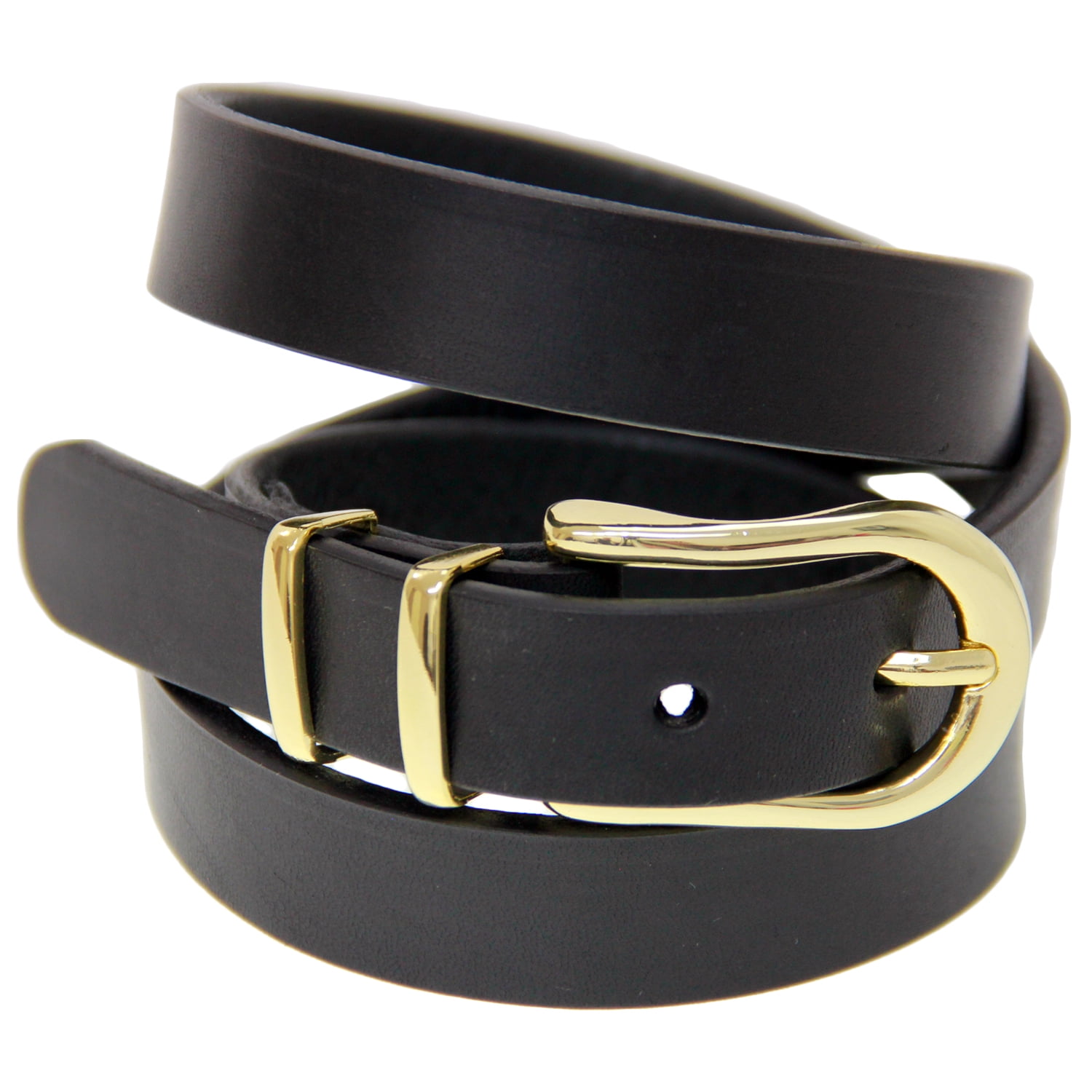 Orion Leather - Men Or Womens Skinny Black Latigo Leather Belt Light Gold Buckle Set - www.cinemas93.org