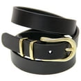 thumbnail image 1 of Men Or Womens Skinny Black Latigo Leather Belt Light Gold Buckle Set, 1 of 4