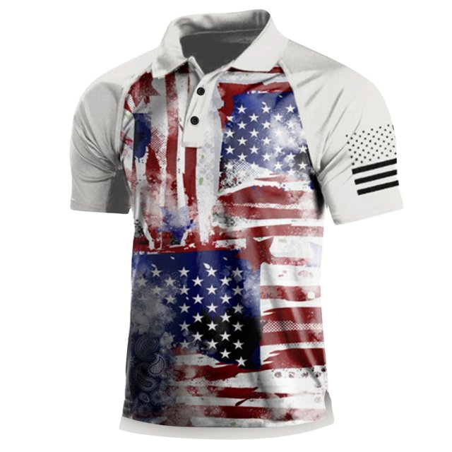 Polo à Col Rabattu Imprimé Floral en Polyester Blanc pour Hommes, Chemise à Manches Courtes à Fermeture Éclair et Impression Numérique 3D pour Hommes, Mode Décontractée