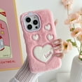 thumbnail image 4 of Nalacover Cute Case for iPhone 14 Pro Max 6.7" - Kawaii Heart Pattern Soft Plush Fluffy Winter Warm Phone Case for iPhone 14 Pro Max, Hybrid Shockproof Non-Slip Anti-Scratches Cover, Pink, 4 of 8