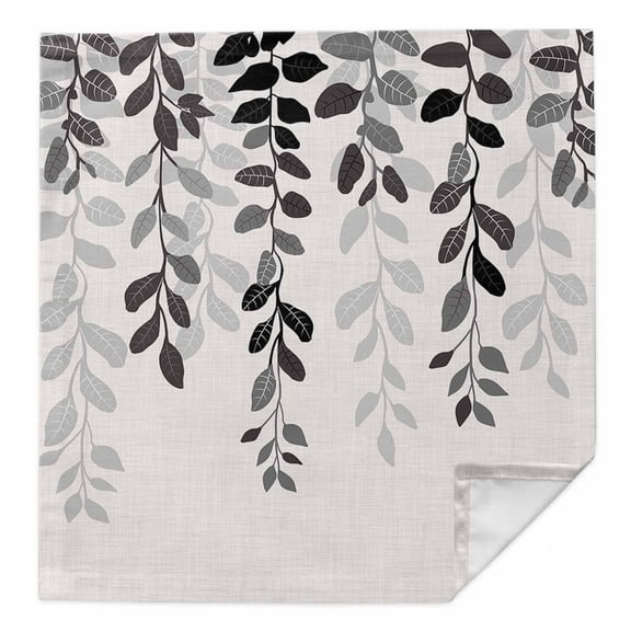 Grey Ombre Botanical Cloth Napkins Washable Set of 1, Watercolor Gray Pastoral Leaf Rustic Reusable Dinner Table Napkins Cloth Bulk for Weddings Kitchen Restaurants Hotel Events Parties 20 x 20 Inch