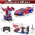thumbnail image 6 of Remote Control Car Transforms into Robot with One Button – 2.4GHz 360° Rotating Police Car with Lights, 1:18 Scale Toy for Kids 4-7 6-8 8-12, 6 of 9