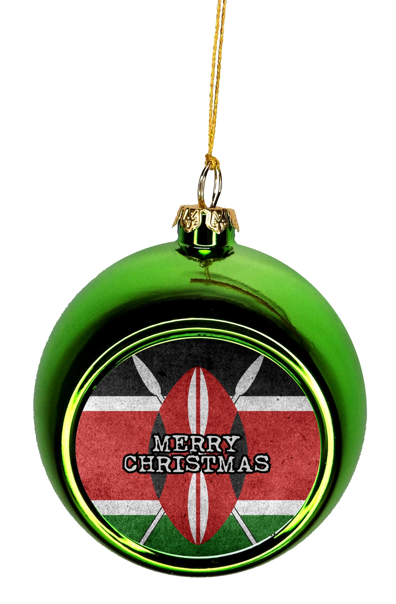 Flag Kenya Kenyan Grunge Flag Merry Christmas Bauble Christmas Ornaments Green Bauble Tree