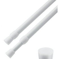 HTSQYL 2 Pack 5/8" Tension Curtain Rod, RV Tension Bars, Cupboard Rods White 16 to 28 Inch