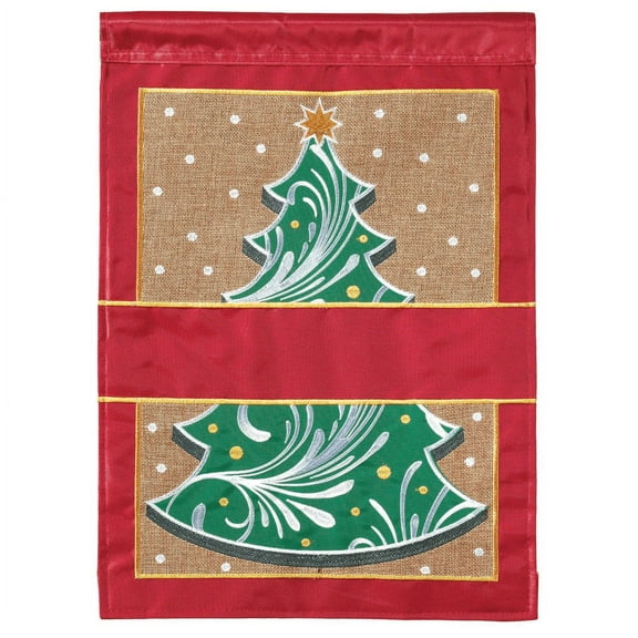 Magnolia Gardens 10038 13 x 18 in. Double Applique Custom Christmas Tree Burlap Garden Flag