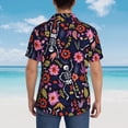 thumbnail image 4 of Fuzoiu Dancing Skeletons Floral Garden Print Hawaiian Shirt for Men, Summer Beach Casual Short Sleeve Button Down Shirts, Men’s Beach Summer Shirts with Pocket,X-Large, 4 of 7