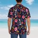 thumbnail image 4 of Fotbe Dancing Skeletons Floral Garden Camisa Hawaiana para Hombre Unisex – Camisa Casual de Verano con Botones de Manga Corta de Algodón y Lino,3X-Large, 4 of 7