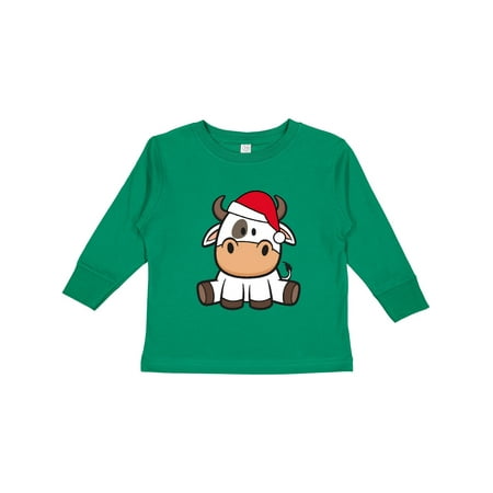 

Inktastic Christmas Santa Cow Gift Toddler Boy or Toddler Girl Long Sleeve T-Shirt