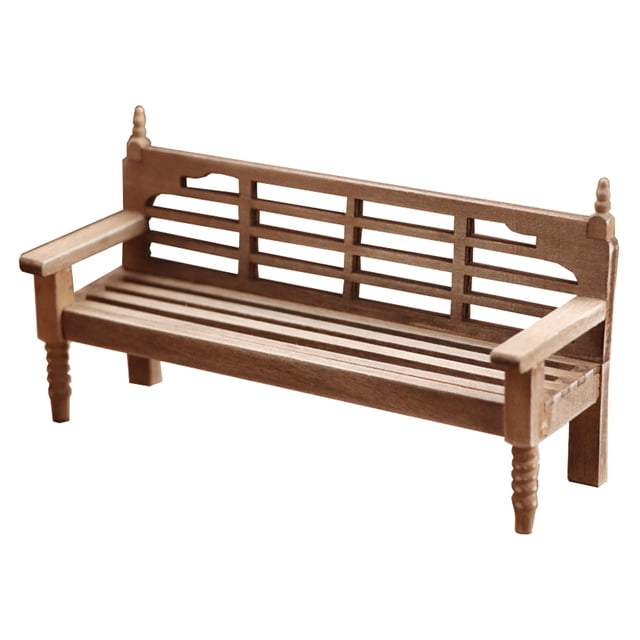 Miangastore Modèle de Mobilier en Bois Décoration Maison de Poupée Mini Banc de Jardin Accessoire