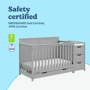 Graco Hadley 5-in-1 Convertible Baby Crib and Changer with Drawer, Pebble Gray