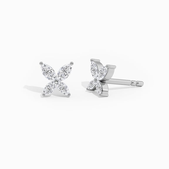 DewberryDiamonds 0.40 cttw Marquise-Cut Flower Shape IGI Certified Lab Grown Diamond Classic Push Back Solitaire Stud Earrings for Women & Men Real 14K White Gold