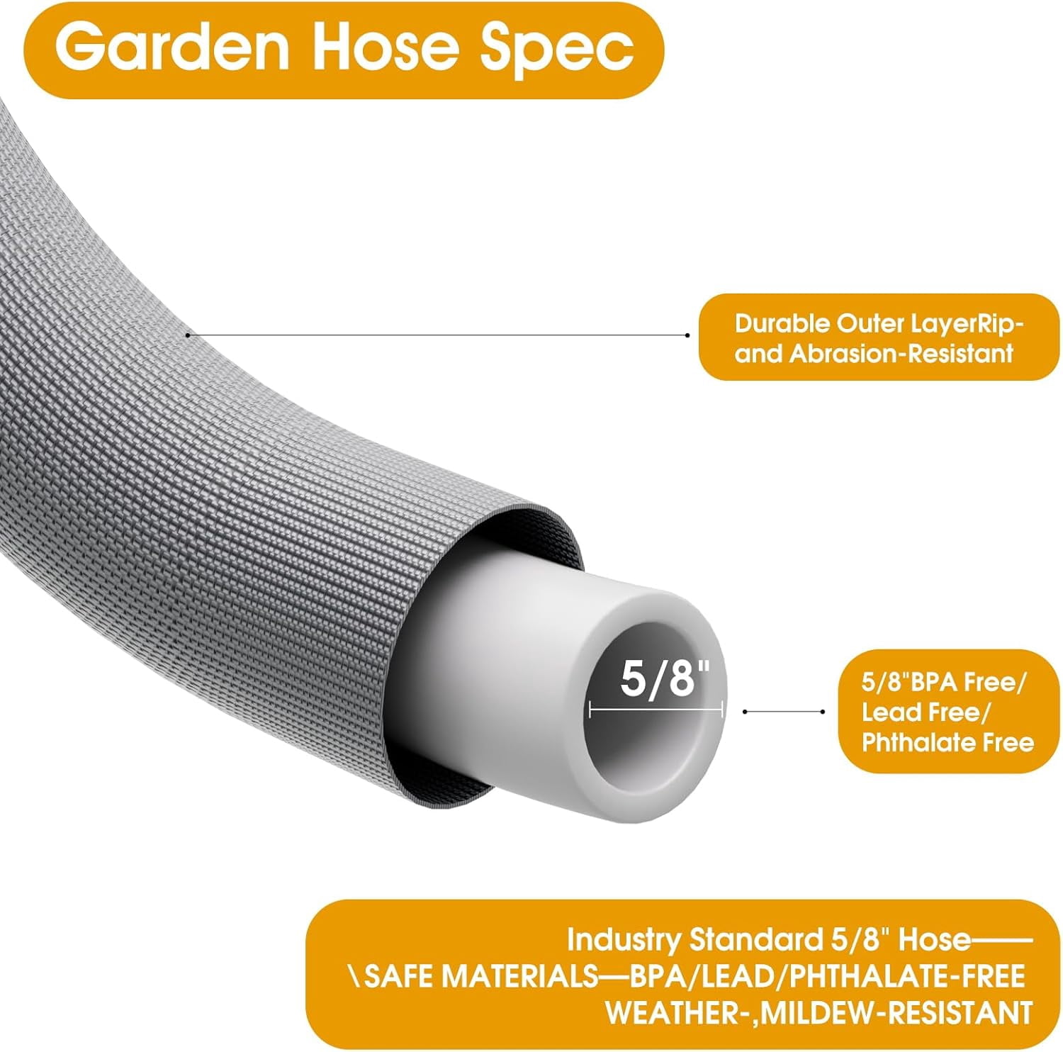 Garden Hose 100 FT, Non-Expanding Water Hose, Ultra-Light & Flexible, Burst-Resistant, Kink-Free, High-Pressure Garden Hose All-Weather Use for Lawns, Gardens, and Outdoor Cleaning