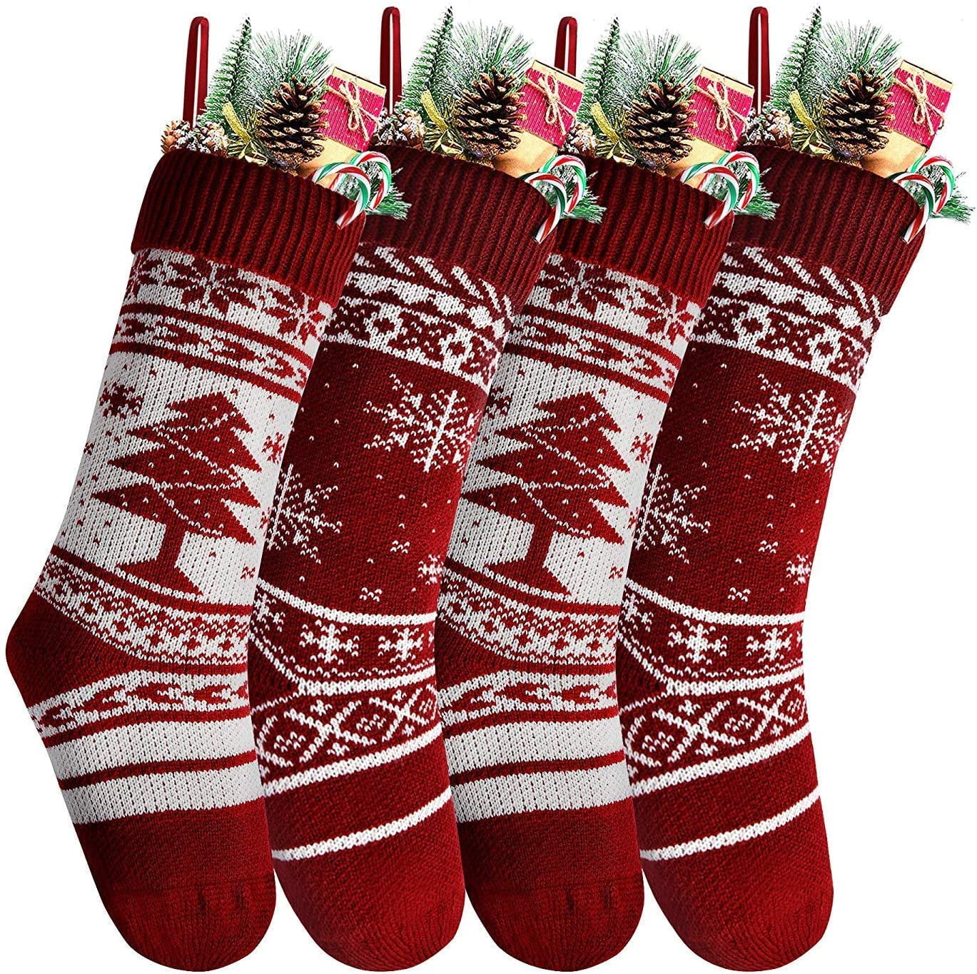 Christmas Stockings, 4 Pack 18 inches Large Size Cable ted Xmas ...