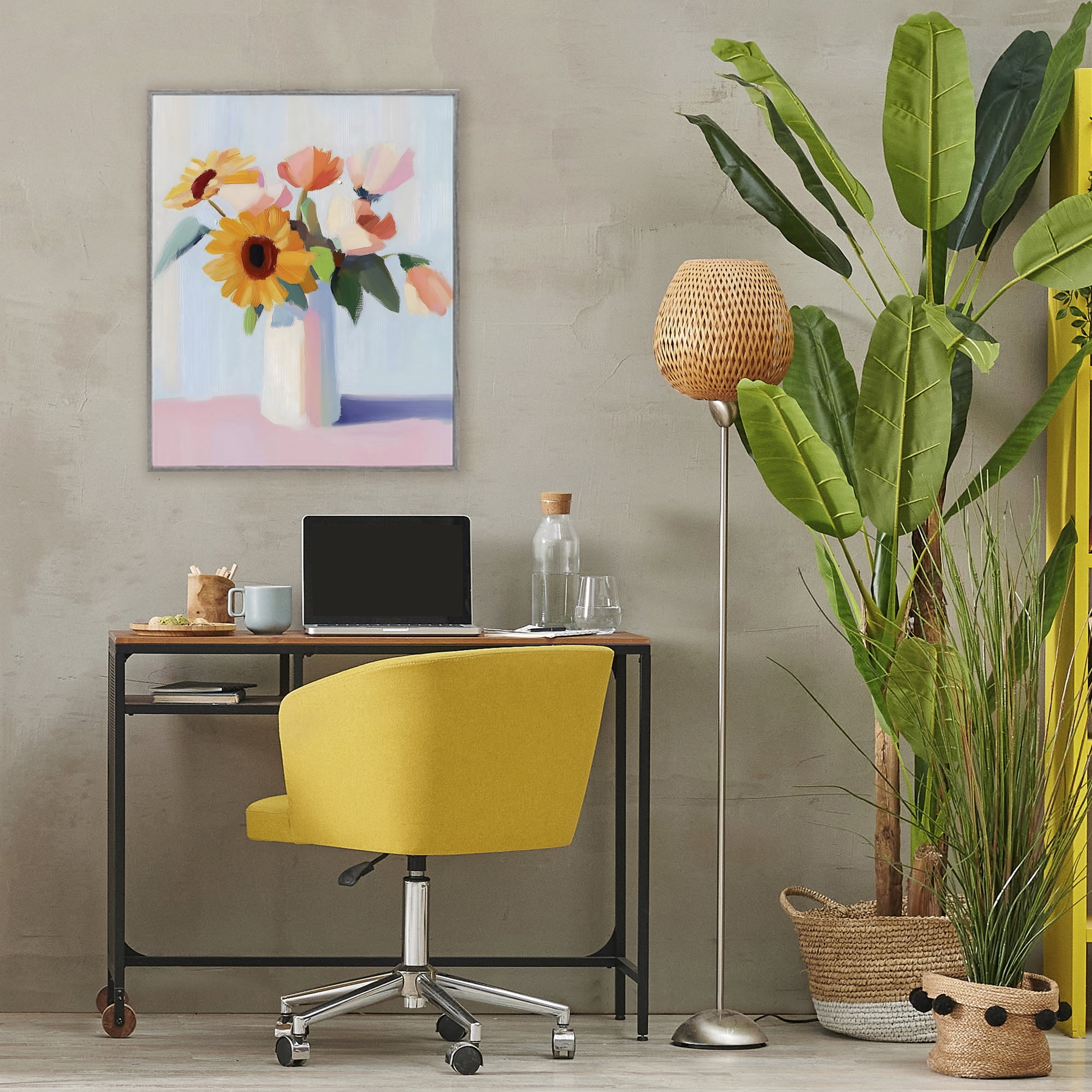 Stupell Industries Sleek Vase Bouquet Gray Framed Giclee Art, design by The Prints Vibe