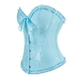 thumbnail image 4 of Gyujnb Women's Floral Jacquard Strapless Ruffle Overbust Corset Boned Push Up Waist Cincher Fairy Princess Halloween Costume Bustier Top,XL, 4 of 6