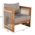 thumbnail image 3 of Premium Acacia Wood Outdoor Club Chair Beige+Natural Curved Tub Design Woven Rope Accents Water-Resistant Quick-Dry Cushions All-Weather Slat Construction Patio Garden Ergonomic Chair Made in Viet Na, 3 of 10