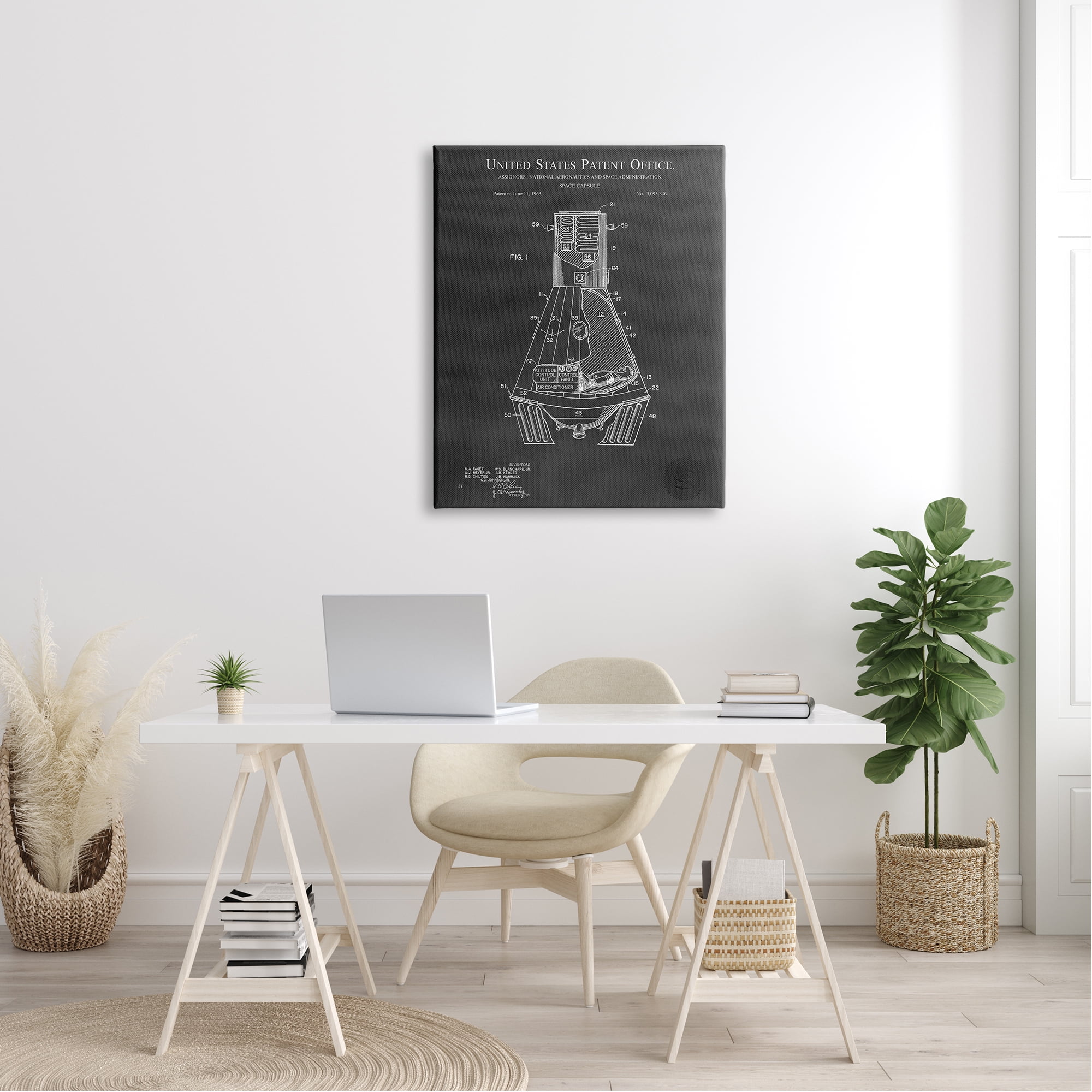 Stupell Industries Space Capsule Aircraft Detailed Blueprint Diagram Design Canvas Wall Art, 30 x 40, Design by Karl Hronek