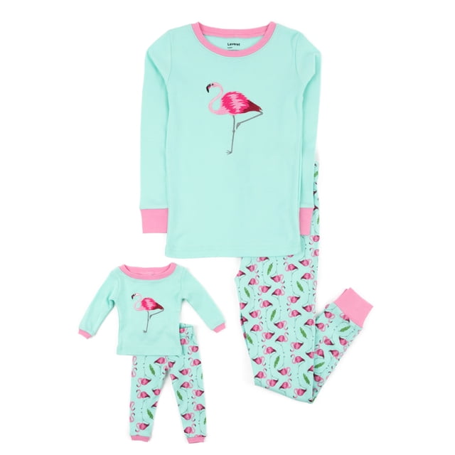 Pijama Leveret para niña y muñeca de algodón con forma de flamenco, de 2 a 14 años