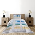 thumbnail image 3 of Ambesonne Beach Quilted Coverlet 2 Pcs, Ocean View Vivid Sun, Twin Size, Blue Teal Sand Brown, 3 of 5