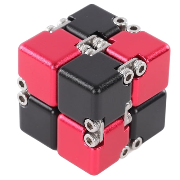 Alloy Flip Puzzle Toy, Infinite Puzzle Toy Safe Portable Stress Relief Funny Ergonomic for Travel for Office Red and Black,Red and Silver