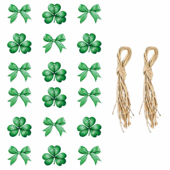 18PC St. Patrick's Day Wooden Gnome Ornaments, Leprechaun Tree Decorations, Rustic Irish Holiday Farmhouse Hanging Cutouts for Home, Party Decor