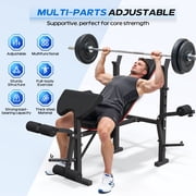 FASTES 7-in-1 Multi-Purpose Adjustable Weight Bench 1200lbs Workout Bench Press Bench Set with Barbel Rack and Leg Developer for Home Gym Full Body Training