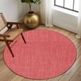 thumbnail image 3 of Vintage Coral Red Large Area Rugs for Bedroom Living Room, Soft Non Slip Carpet Bedside Rug, Farmhouse Retro Solid Color Linen Texture Round Floor Cover Kitchen Accent Rug 7' for Dining Room/Office, 3 of 9