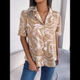 thumbnail image 4 of Camisa Informal de Corta Holgada con Cuello de Traje en Contraste para Mujer Caqui XL, 4 of 10