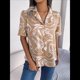 thumbnail image 4 of Camisa Informal de Corta Holgada con Cuello de Traje en Contraste para Mujer Caqui L, 4 of 10
