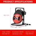 thumbnail image 3 of EastVita 50FT Half an inch-Sewer Snake Drain Cleaner Machine-for 2 to 4 inch Pipes-with Wheels 4 Cutter Foot Switch for Sewer Sink Toilet Bathroom, 3 of 8
