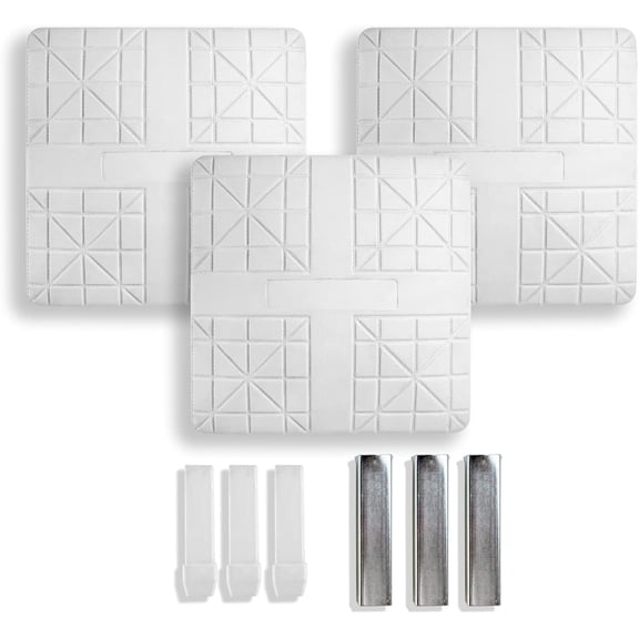 Cannon Sports Pro Style Set of 3 Bases for Baseball and Softball – 15" x 15" Molded Base Set with Waffle Bottom & Anchors - Includes 1st, 2nd, 3rd Base