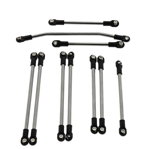 Varillas de enlace de rueda de coche RC, suspensión, varillaje de coche completo, vehículo, modelo de automóvil, kit de repuesto para Axial SCX10 II / 90046, 10 piezas Inevent FN000836-00