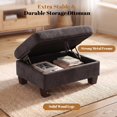 thumbnail image 3 of Poshby Storage Ottoman Coffee Table with Chenille Material, Solid Wood Leg for Living Room, Dark Gray, 3 of 7