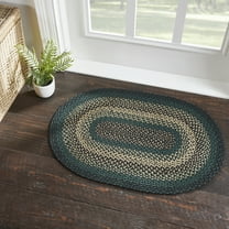 VHC Brands Pine Grove, Braided Jute Rug, Non-Skid Pad, Accent Rug, Oval, Green, 24x36