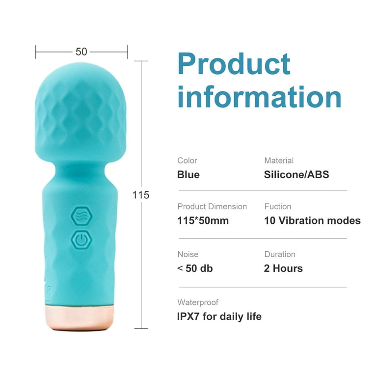 Obgado Wand Massager Rechargeable Mini Vibrator and Adult Sex Toys for Women and Couples Clitoris Stimulator Massager 10 Vibrating Modes Blue