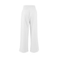 thumbnail image 4 of Cotton Linen Pants Women Smocked High Waisted Split Wide Leg Pants Summer Flowy Vacation Beach Pant with Pockets 2025, White S, 4 of 7