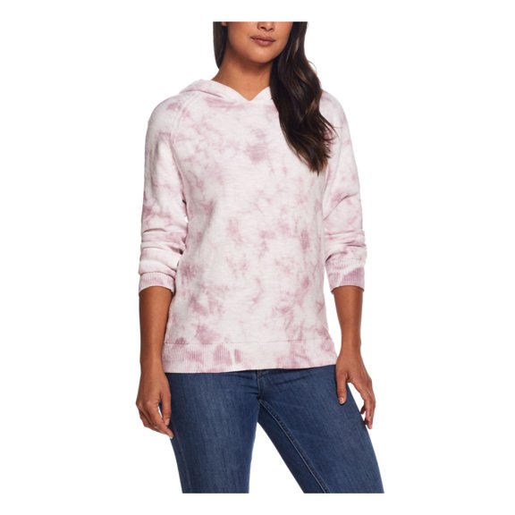 WEATHERPROOF VINTAGE Womens Purple Tie Dye Long Sleeve Hoodie Sweater S