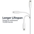 thumbnail image 3 of Cable USB A a Lightning de ABS, cargador certificado MFi para Apple iPhone 14 13 12 11 X Xs Pro, Pro Max, Plus, iPad, blanco, 6 pies, 3 of 5