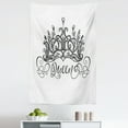 thumbnail image 1 of Queen Tapestry, Hand Drawn Crown Lettering Baroque Style Elements Calligraphy Print, Fabric Wall Hanging Decor for Bedroom Living Room Dorm, 5 Sizes, Black and White, by Ambesonne, 1 of 1