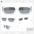 thumbnail image 2 of Narrow Rectangle Flat Top Horn Rim Thick Temple Plastic Sunglasses Clear - Silver Mirror, 2 of 8