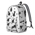 thumbnail image 2 of Black Cat and Paw Print White Pattern Backpack for School, Cute School Bag with Adjustable Shoulder Straps and Padded Back, 15.7"x11.8"x5.5", 2 of 5