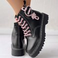 thumbnail image 4 of NECHOLOGY Botas Mujer Adulto Femenino Zapatos Botines de mujer Girly Pink Love Boots Botas de estilo británico de suela gruesa de otoño para mujer Botas de cuero (Red, 6.5), 4 of 7