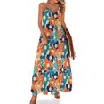 thumbnail image 1 of Vestido sin mangas con estampado de flores sin costuras y colores clásicos de los años 70, vestido de noche para mujer, 1 of 7
