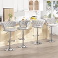 thumbnail image 3 of MIERES Backrest Hollow Bar Chair Set of 2, Adjustable Height Swivel Pub Chairs with Woven Back, Counter Height Dining Chairs with Footrest, 360° Rotating Kitchen Island Stools for Home & Bar, White, 3 of 10