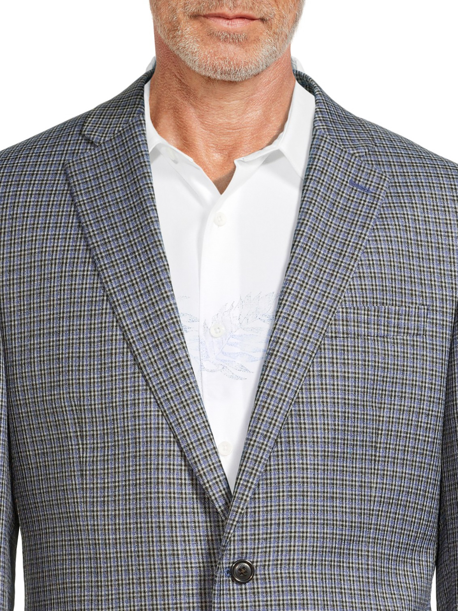 Lands' End Men's Grey and Evening Blue Tricolor Check Sport Coat