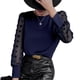 thumbnail image 1 of Minnieouse Camisa de manga larga con cuello para mujer, camisetas informales para viajar, acampar, hacer senderismo y niñas, ropa para ceremonia de Prendas para la parte del cuerpo Azul marino METRO Minnieouse AP013881-10, 1 of 6