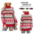 thumbnail image 4 of Asklazy Women's Turtleneck Oversized Sweaters Batwing Long Sleeve Pullover Loose Chunky Knit Jumper,Red Green Christmas Trees, 4 of 11
