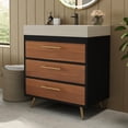 thumbnail image 6 of 30" Sintered Stone Top Bathroom Vanity with Storage, Bathroom Vanity with Ceramic Sink, Freestanding Storage Cabinet with Soft Close Drawers for Bathroom,Stone Gray,Walnut,White, 6 of 9