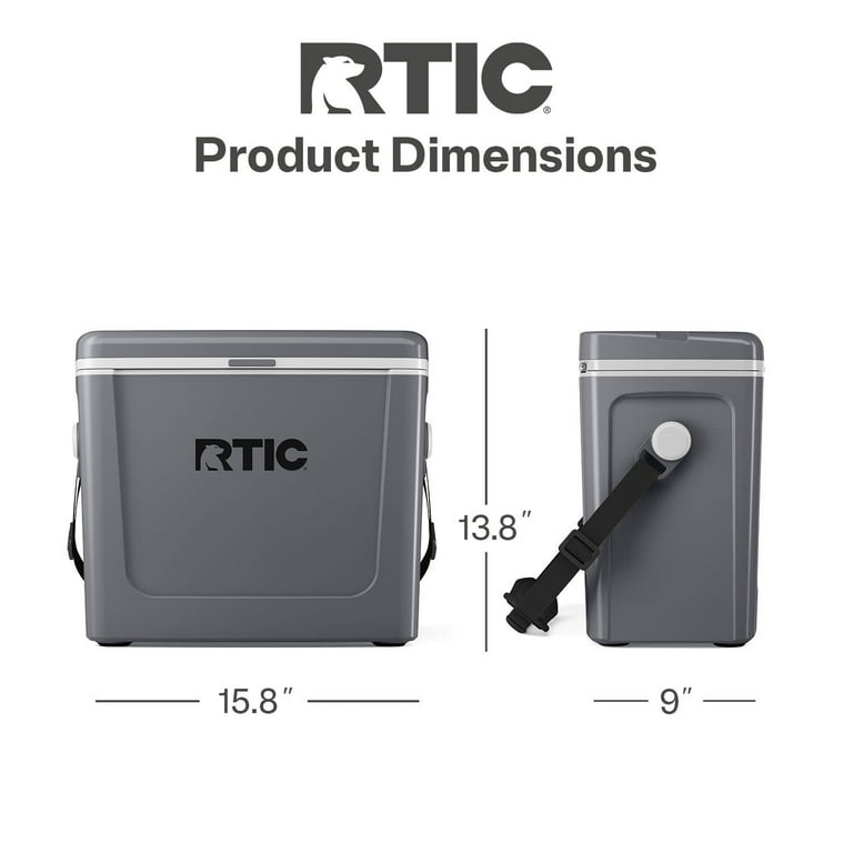 RTIC Road Trip Cooler, 16 QT, 20 Can Hard-Sided Ice Chest Cooler, Dark Grey  & Cool Grey
