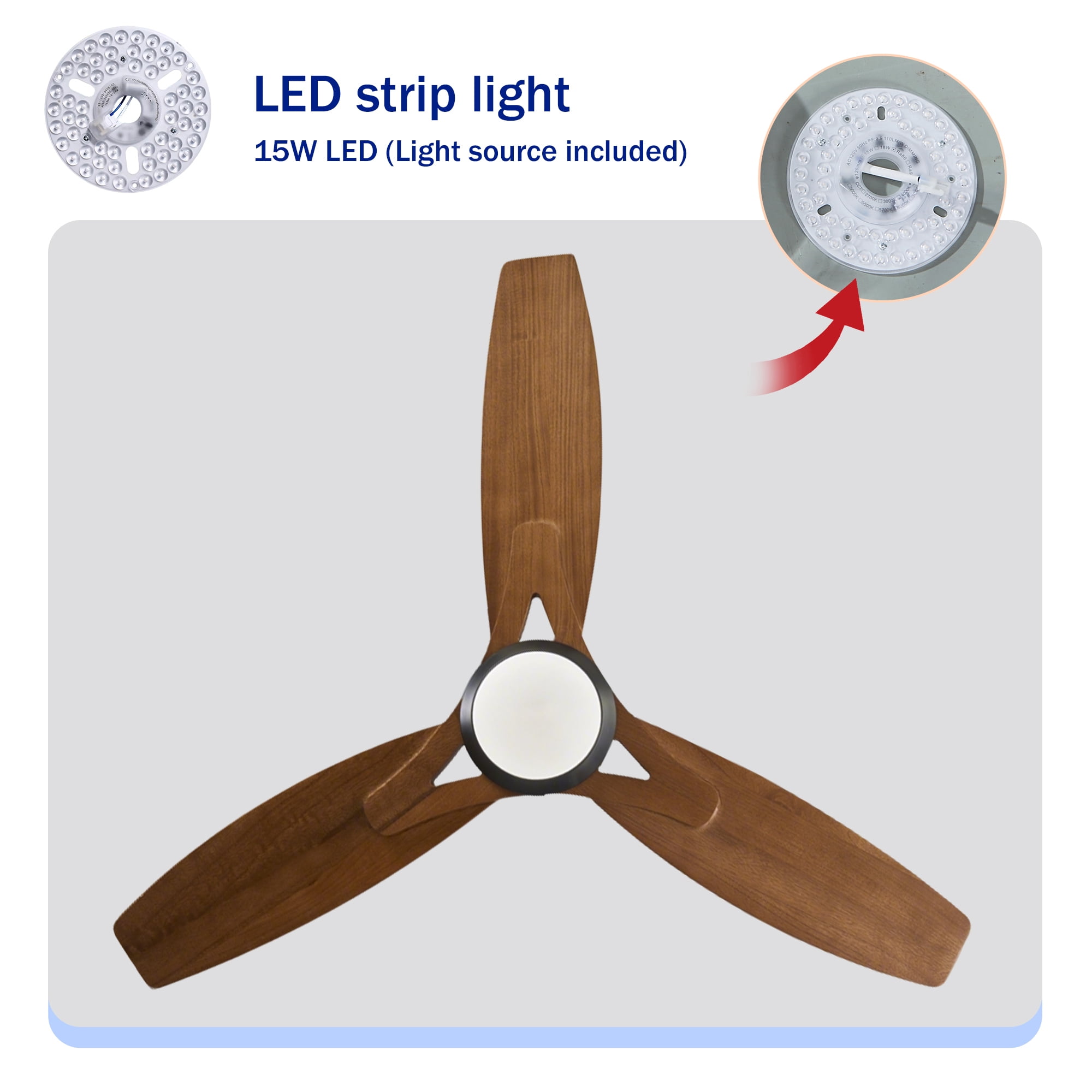 Leumius 52" Ceiling Fan with Lights Quiet DC Motor Ceiling Fans 6 Speed Levels,Reversible Ceiling Fan for Patio Living Room Bedroom Black